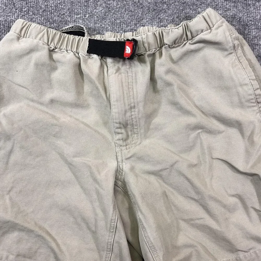 The North Face Shorts Men Small Beige Chino Cotton Elastic Waist Belted 8 Inseam